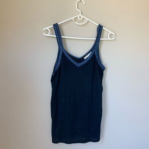 Maje blue knit tank top crochet straps s 1